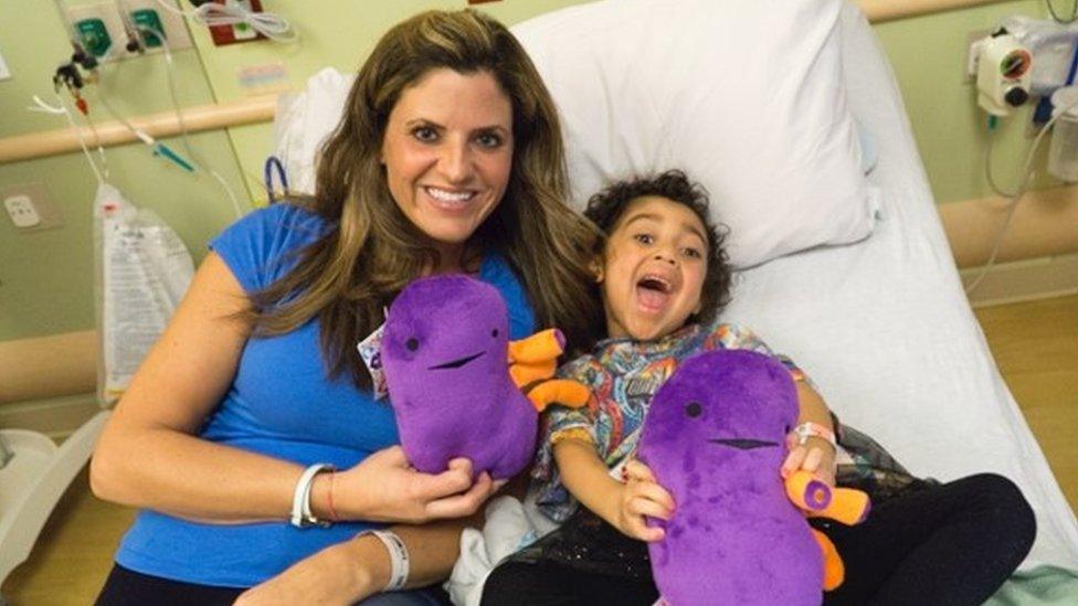 Beth Battista (left) with Lyla in hospital