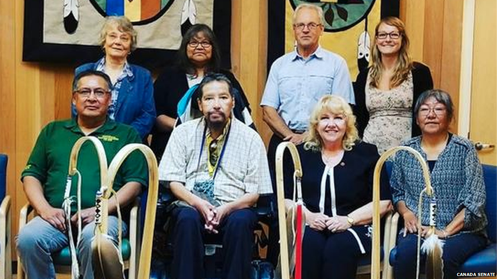 Lynn Beyak (front row, second to the right) meets with Sioux Lookout mayor's committee for Truth and Reconciliation