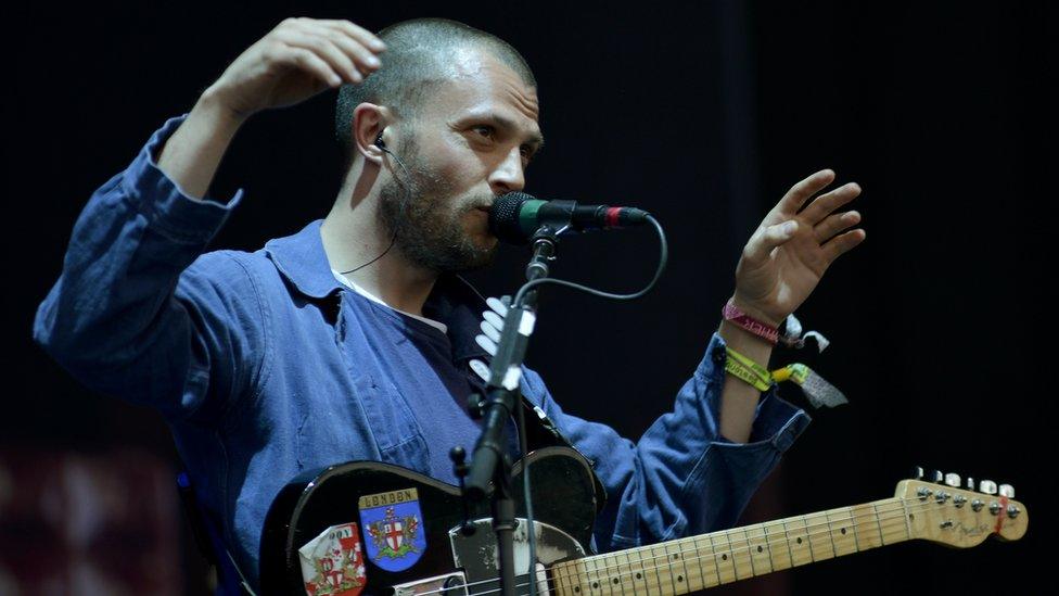 Orlando Weeks performing with The Maccabees