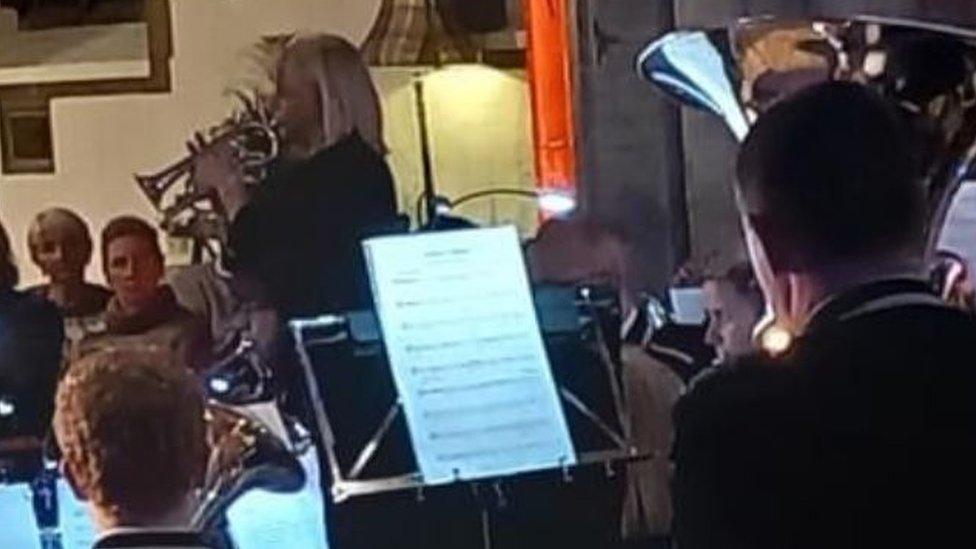 Hazel Barnes performing a solo using her mother's cornet at Grimsby Minster