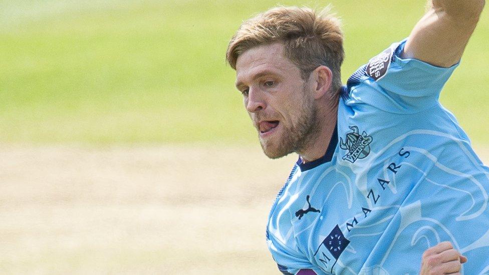 Yorkshire all-rounder David Willey celebrates a wicket