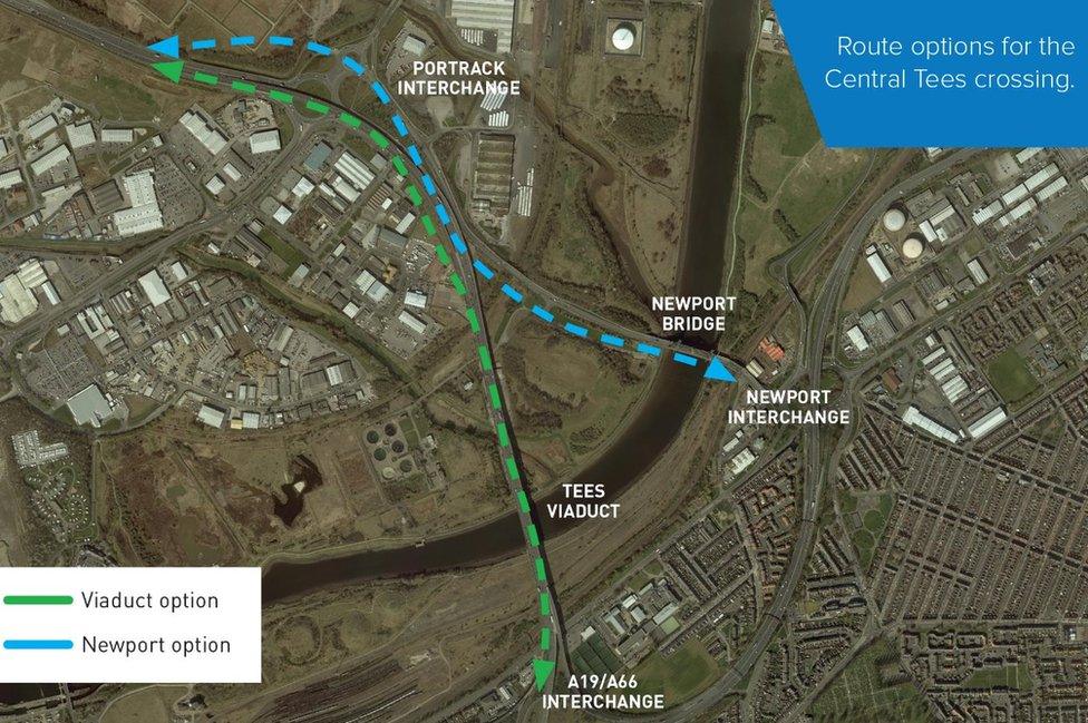 Proposed Tees crossing routes