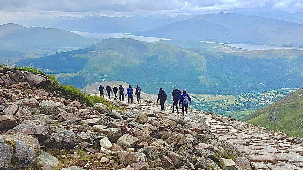 The Botwood party climbing Ben Nevis