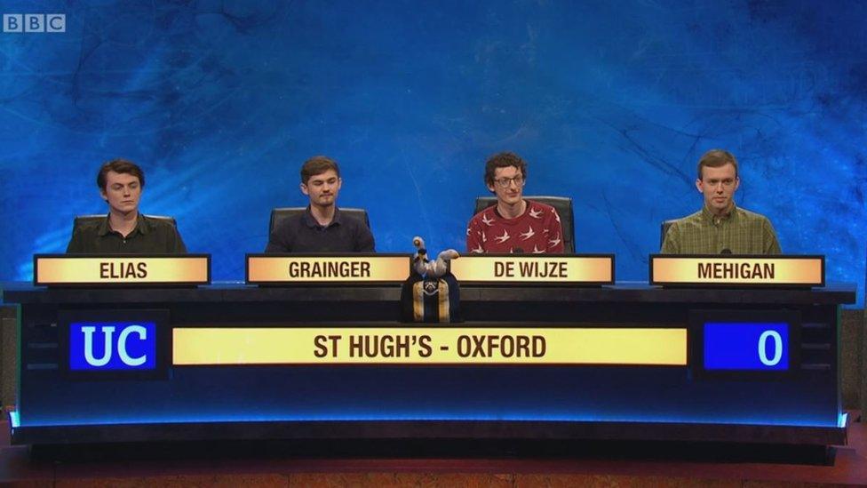 The St Hugh's team on University Challenge