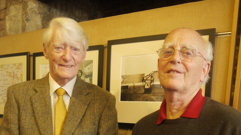 David Lewis (left) who printed up the old negatives, with Richard Chambers, nephew to the pilot photographer Capt Williams