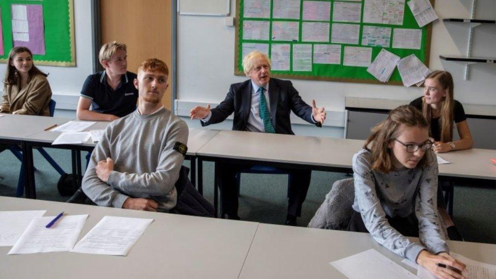 Boris Johnson in a classroom