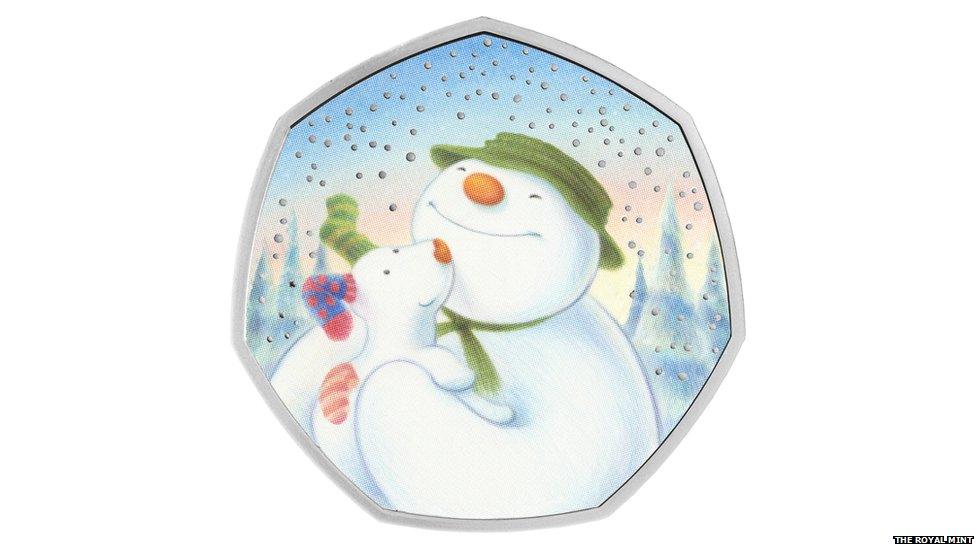 Royal mint snowman and snowdog coin