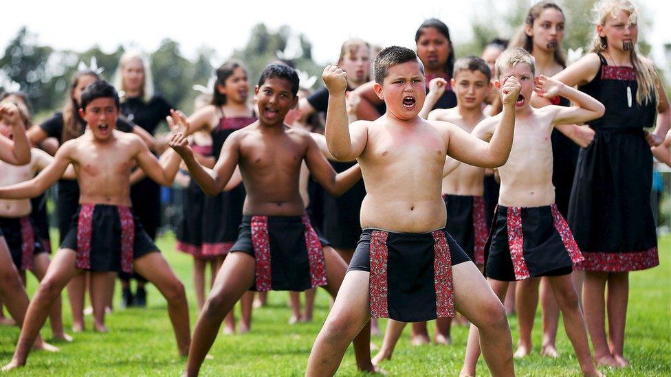 Children perform the haka