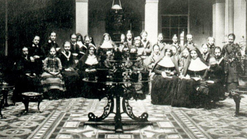 Nuns and girls at Bar Convent in the 19th Century