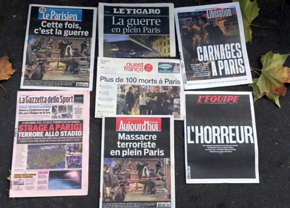 Front pages of French newspapers