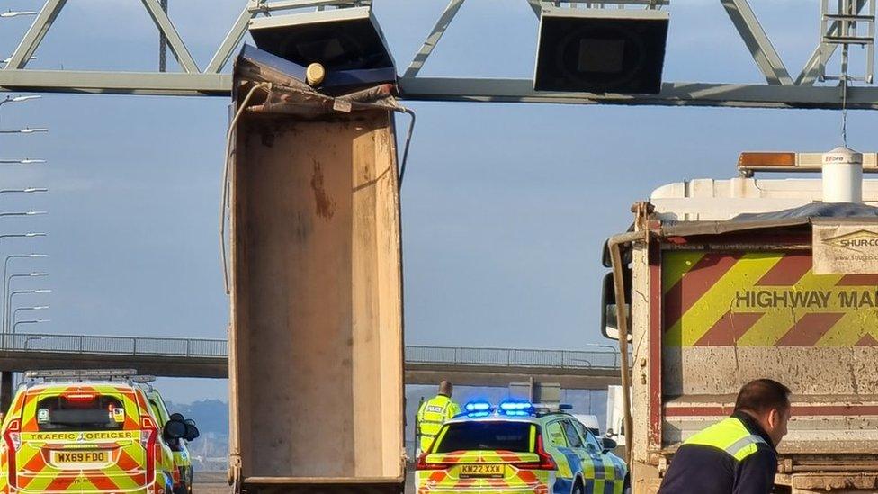 A tipper truck crash on the M5