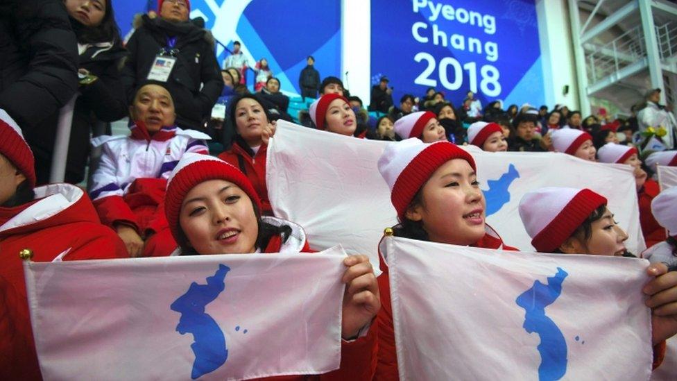 North Korean cheerleaders at the Winter Olympics