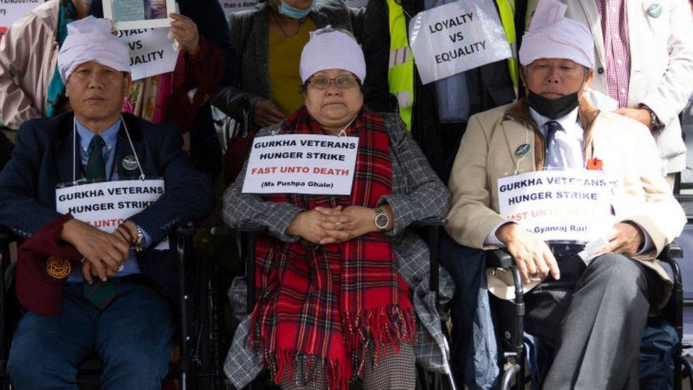 Three Gurkha veterans on hunger strike outside Downing Street