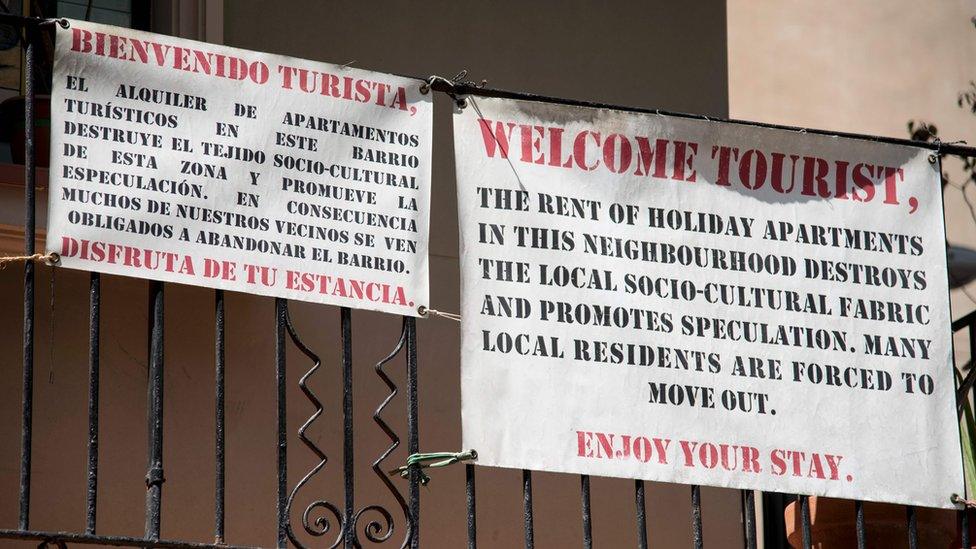 Anti gentrification banners in Barcelona