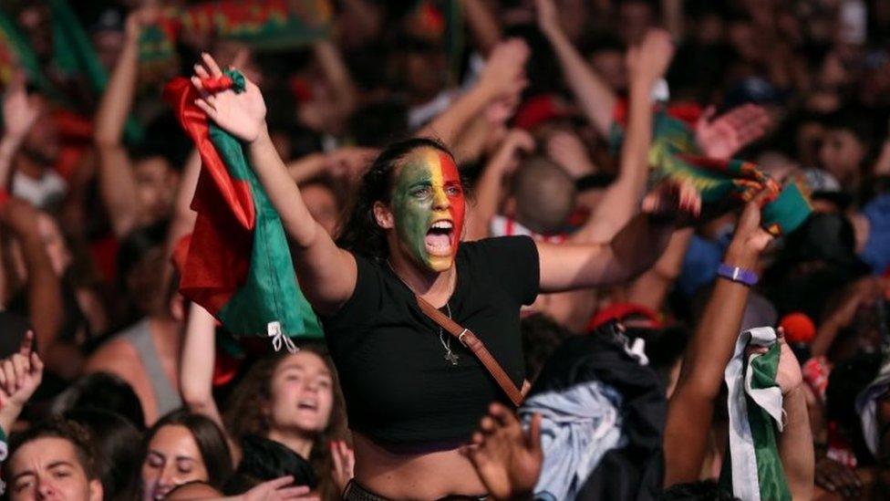 Portugal football fans celebrate in Lisbon