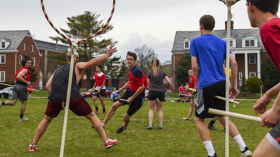 University of Maryland Quidditch team member during practice in 2019