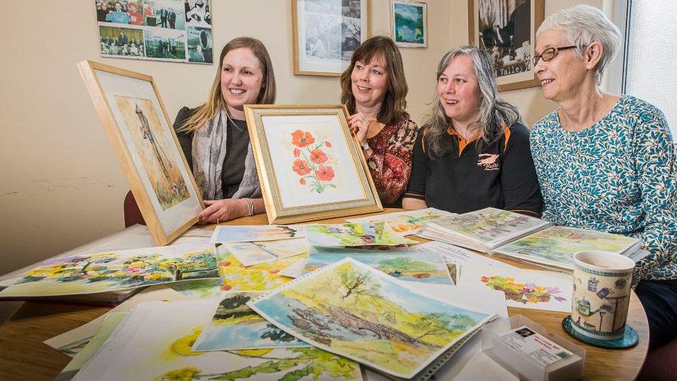 From left to right: Clare Roberts, from Dementia Friendly Wrexham; Norah Lucas; Pat's granddaughter Jo Edwards; and Sheila Austin