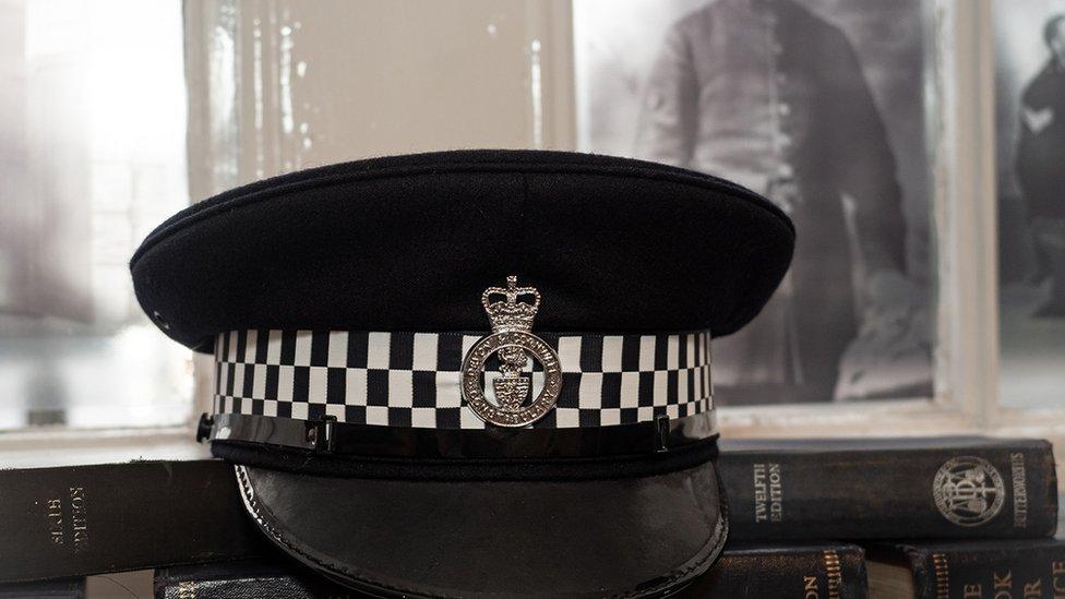 Preserved police hat at Tavistock museum