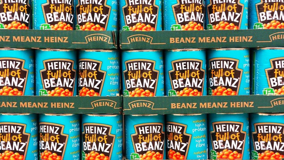 Cans of Heinz baked beans