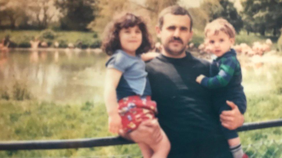 Davood Ghadami (right) with his dad and sister