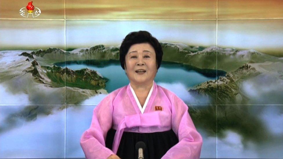 This screen grab image taken from North Korean broadcaster KCTV on September 3, 2017 shows the North"s favourite newsreader Ri Chun-Hee, announcing the country has carried out a sixth nuclear test more powerful than any it has previously detonated.