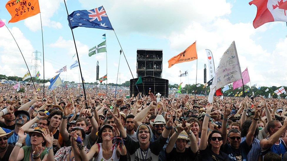 A crowd at Glastonbury Festival