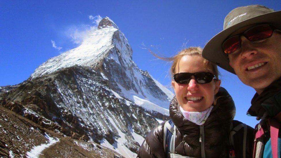 Esther and Dan next to mountain