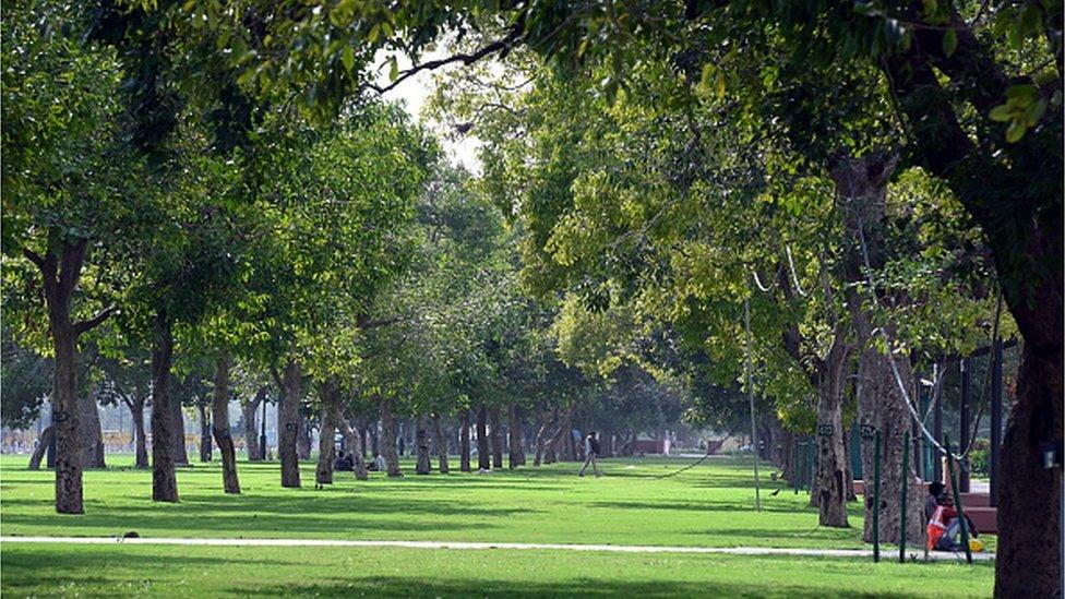 A view of Central Vista Avenue stretching at Rajpath on September 3, 2022 in New Delhi, India.