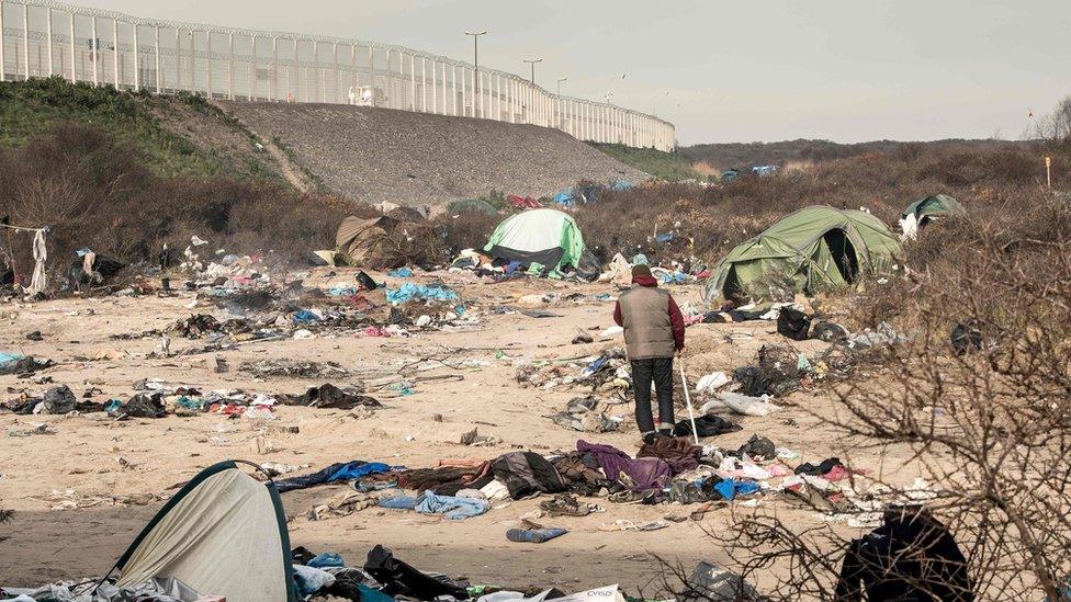 Part of the Calais camp known as "Jungle" that has been evacuated