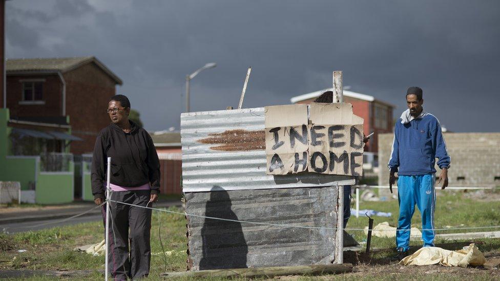 an informal house being built outside Cape Town