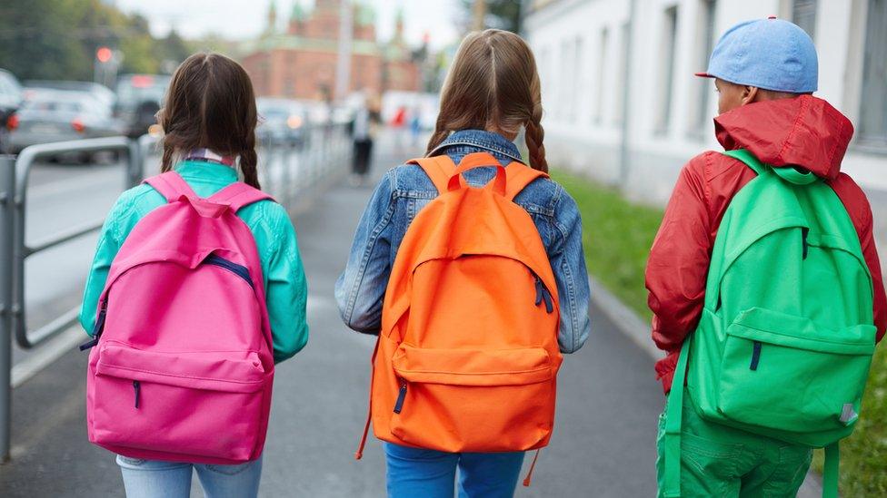 children walking to school