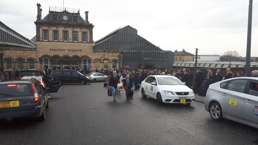 Queues at Preston Railway Station