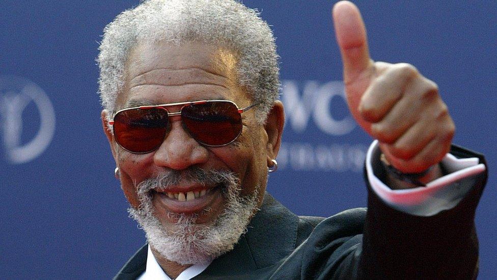 Morgan Freeman giving a thumbs-up to the camera