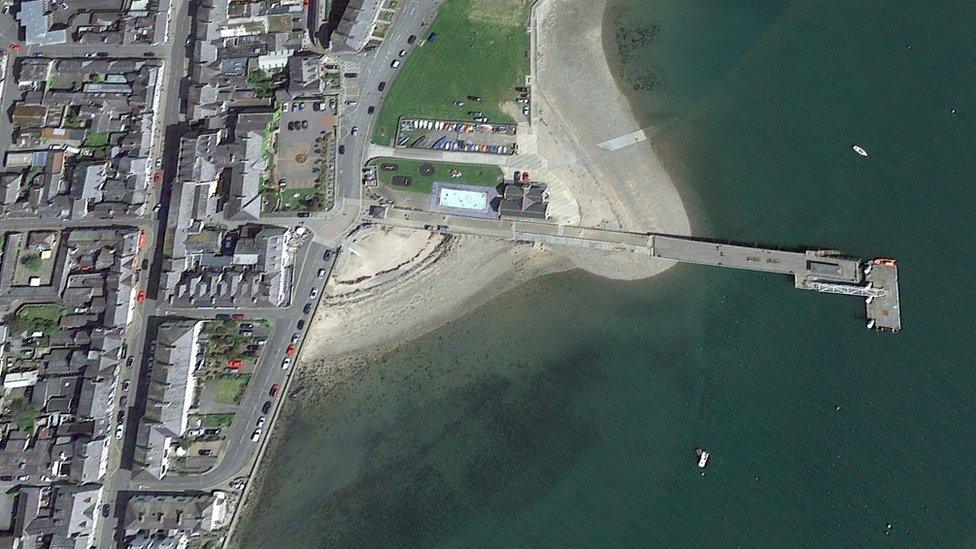 Beaumaris pier from the air