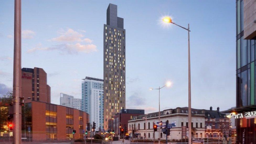 Architect's impression of proposed 42-storey building in Cardiff