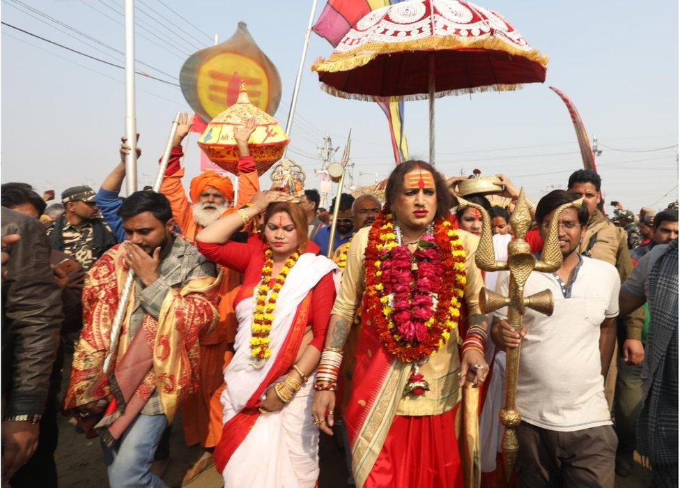 A procession by a Hindu akhara congregation