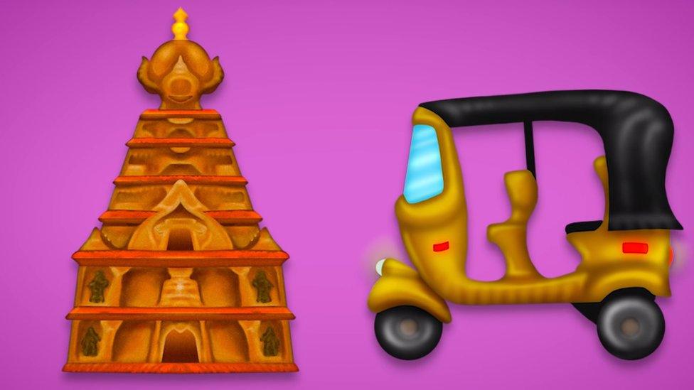 A Hindu temple and an auto rickshaw