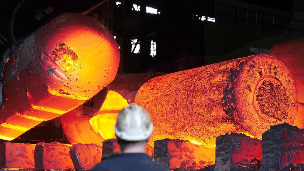 Red hot metal at a factory in Sheffield