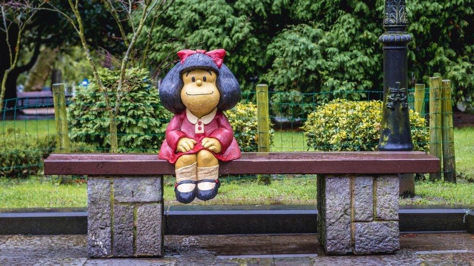 Statue of Mafalda designed by Pablo Irrgang in San Francisco Park in Oviedo in Asturias region, Spain Alamy