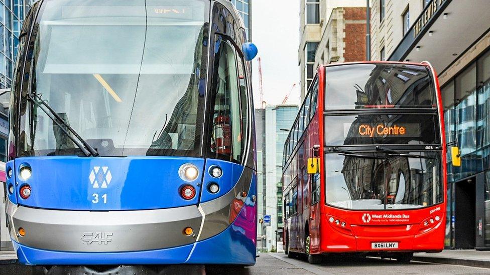 Trams and buses in Birmingham