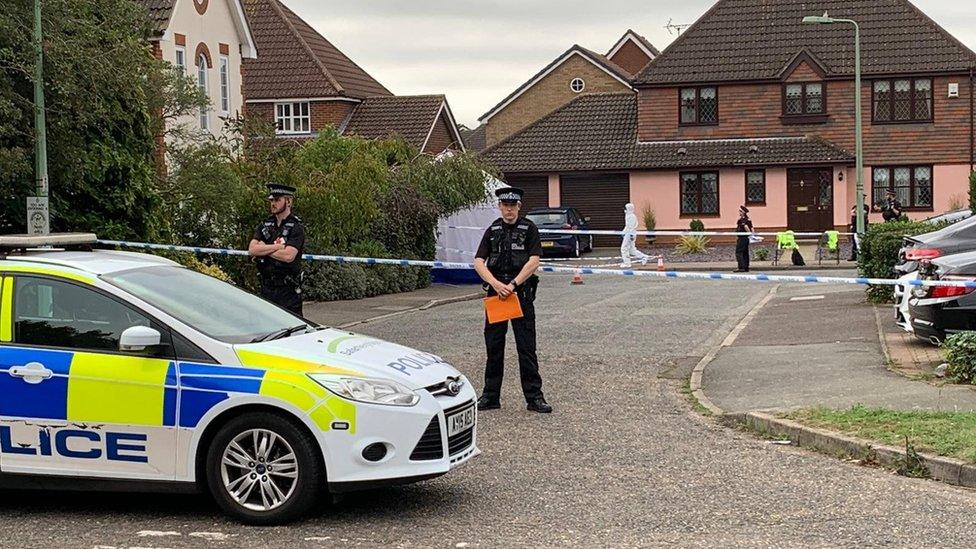 Police at the scene in Grange Farm, Kesgrave