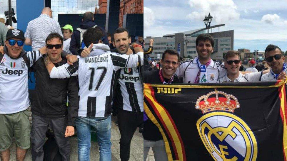 Cefnogwyr Juventus a Real Madrid