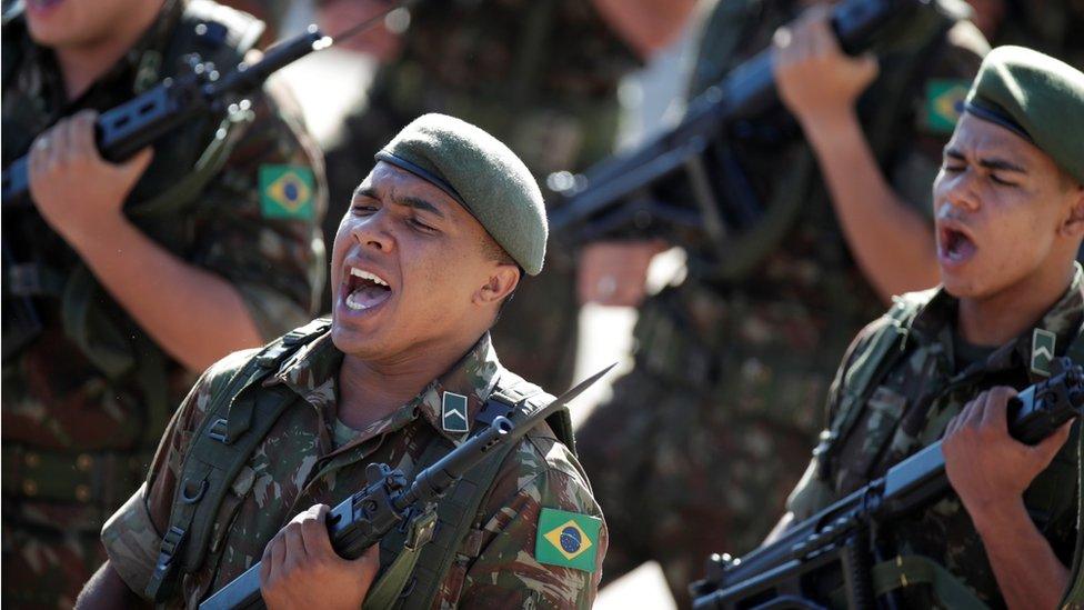 A military ceremony to mark the coup anniversary in Brasilia