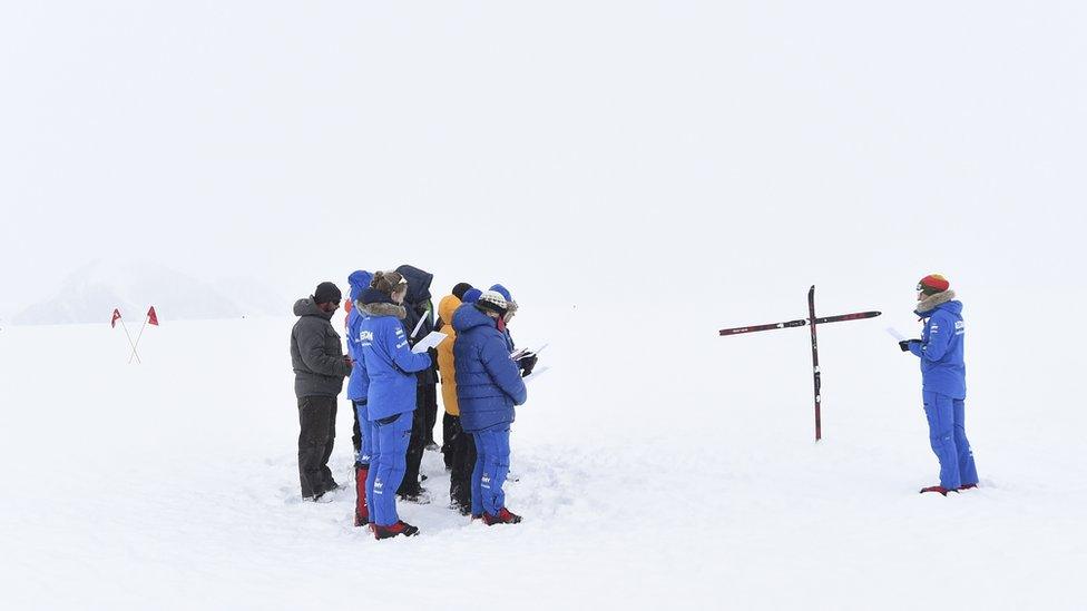 Ice Maiden team having Remembrance service