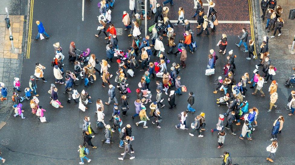 Crowd in Edinburgh street