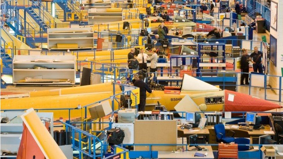 Eurofighter Typhoon aircraft being assembled at BAE Warton