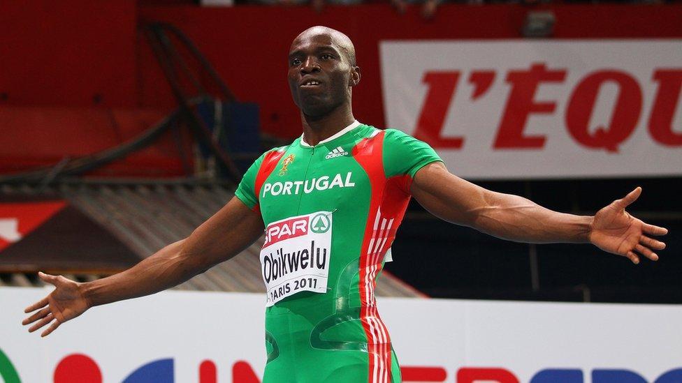 Francis Obikwelu in his Portugal athletics outfit