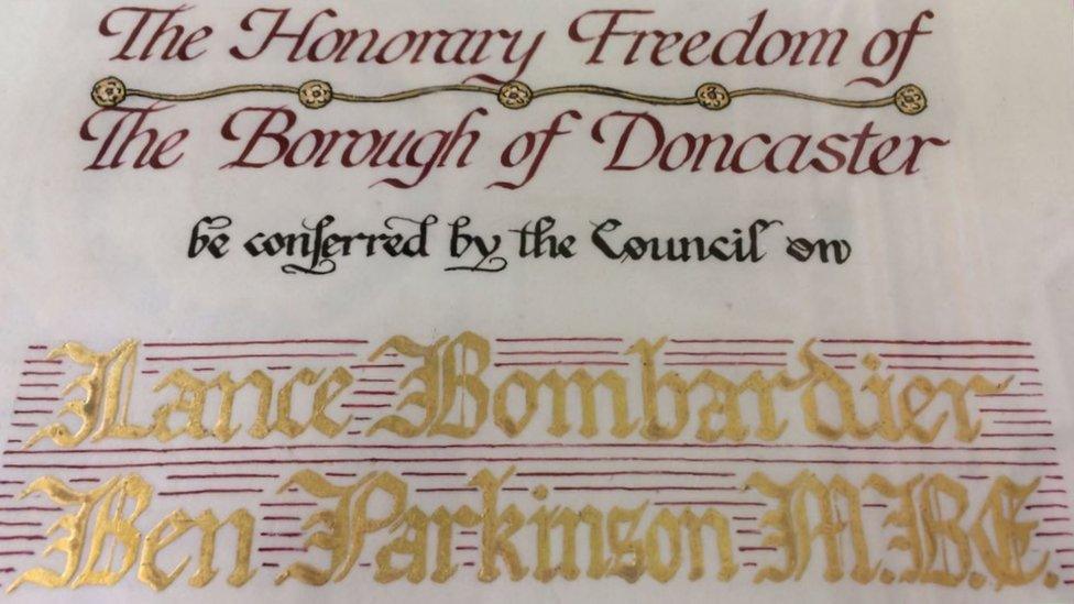 Certificate for the freedom of the borough