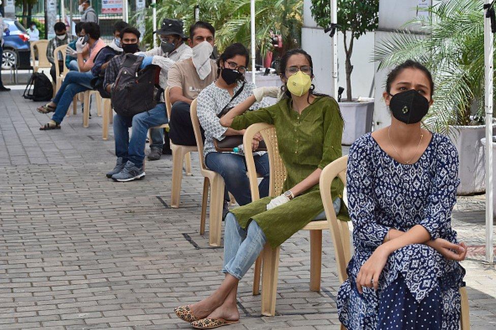 Journalists waiting for tests in Mumbai