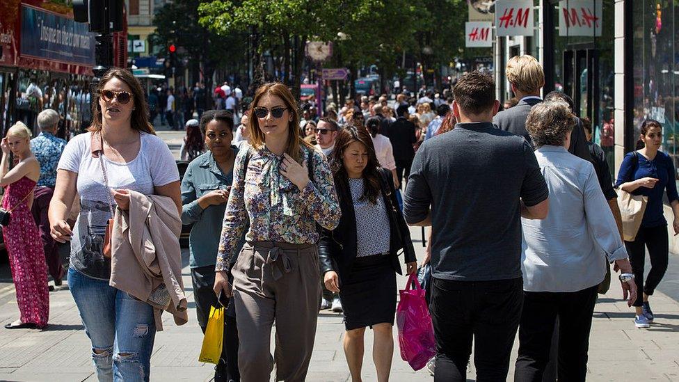 Shoppers on a UK high street